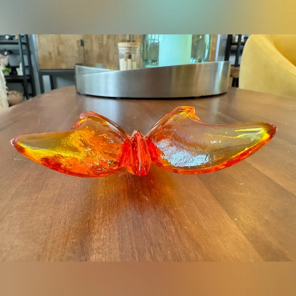 Vintage Lucite Orange Butterfly Sculpture - Picture 6 of 8